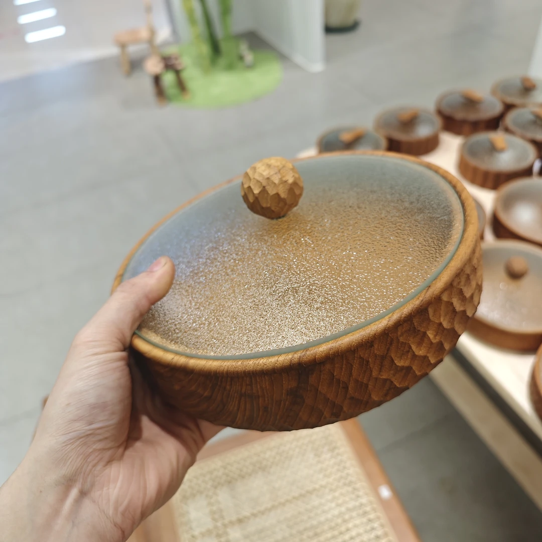 手雕 柚木干果盘