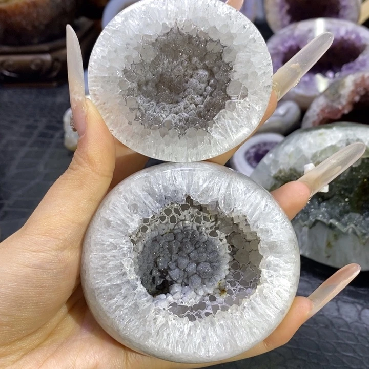 未镶嵌珠宝半成品水晶灰牙软花花盆