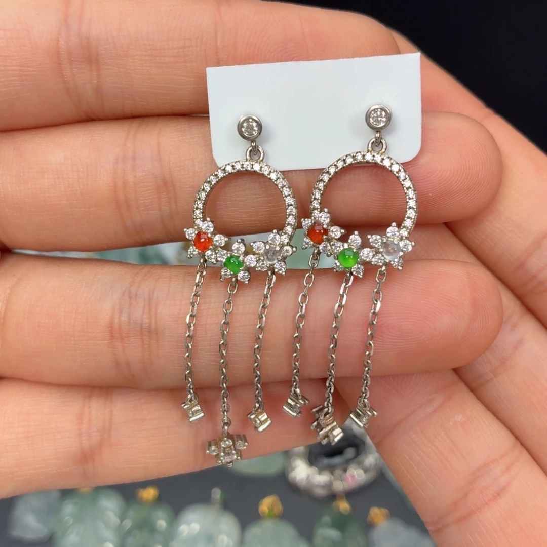 翡翠未镶嵌颈饰耳钉