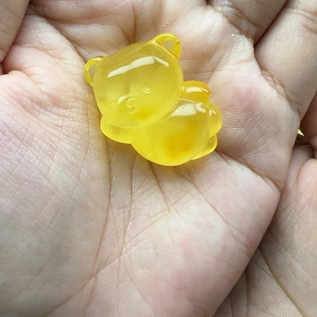琥珀未镶嵌珠宝奇石飞熊打孔不退换