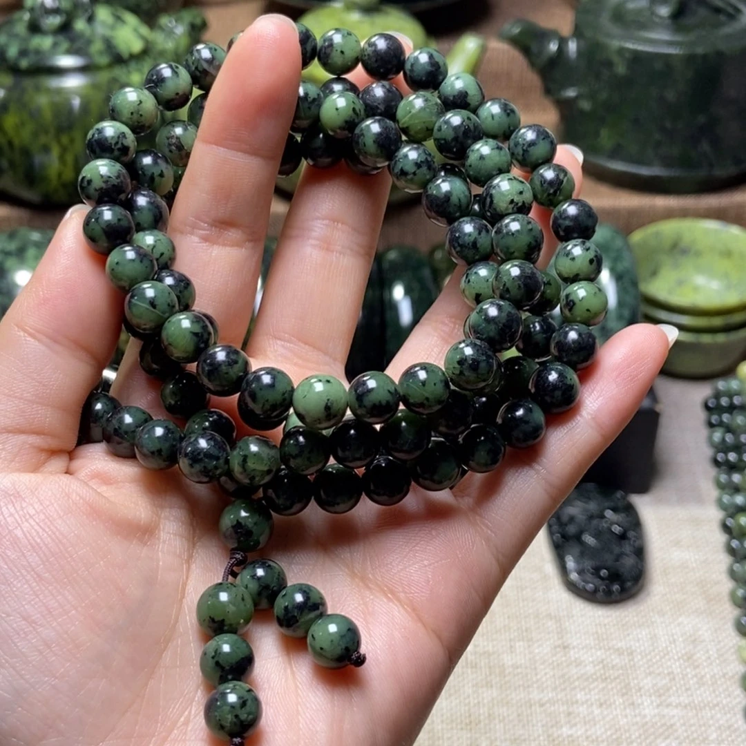 蛇纹石玉未镶嵌药王石项链卡8