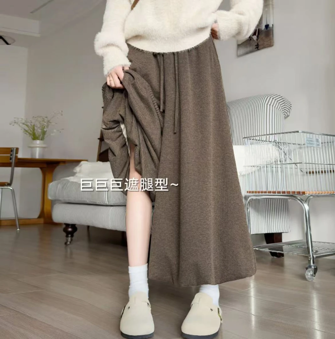 秋季软糯糯米裙裤女2025年新款高腰垂感宽松慵懒小个子百搭阔腿裤