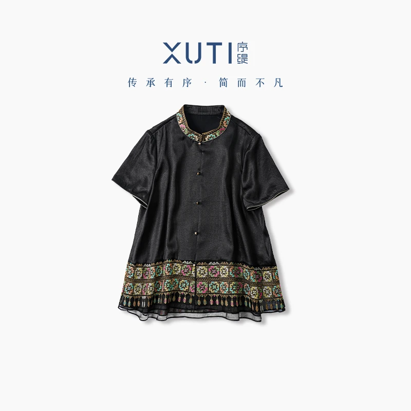 序缇『夜花满』春夏新款复古国风新中式女装桑蚕丝上衣H66-7861