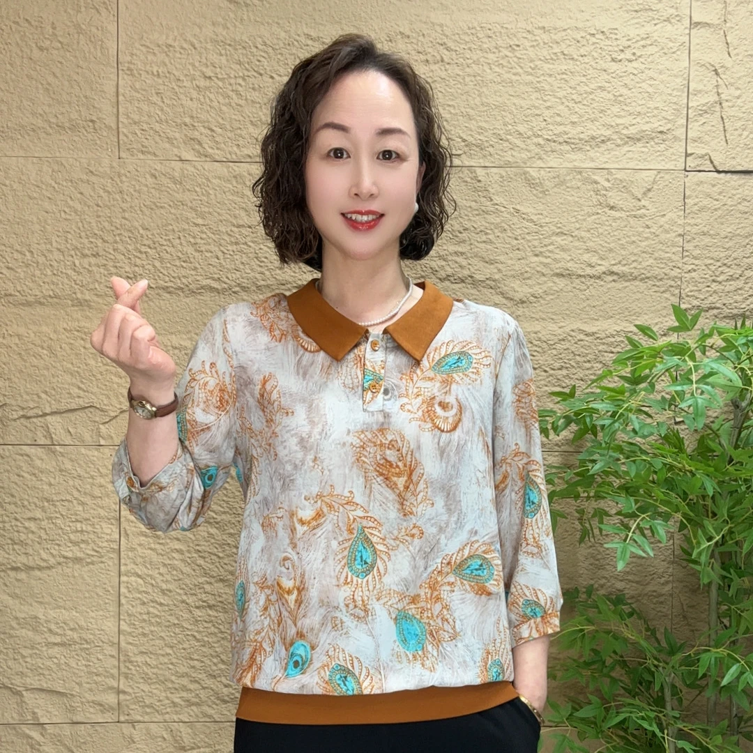 妈妈夏季七分袖新款时尚洋气宽松显瘦气质减龄中老年休闲百搭上衣