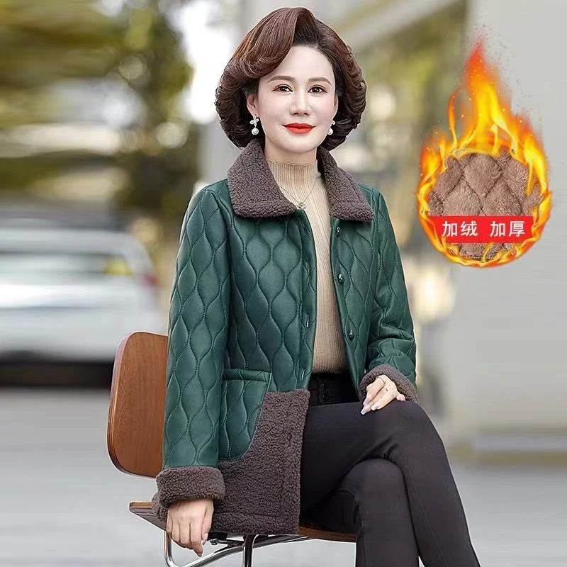 7816-中年妈妈冬装外套加厚棉衣中老年女翻领棉袄【老仓库二楼】