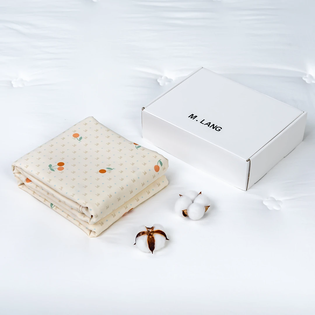 【M.LANG】 双人床单 230*250cm 蝴蝶结樱桃