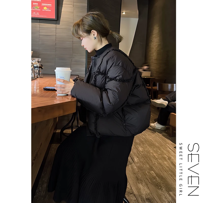 花边小香⑧七七146小个子法式小香风花边90白鸭绒短款羽绒服小美说