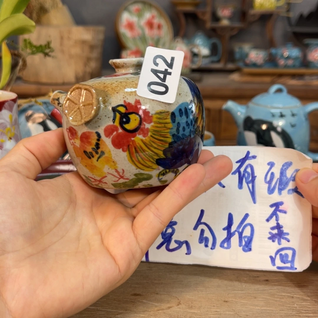 壶素浅陶瓷手工手绘