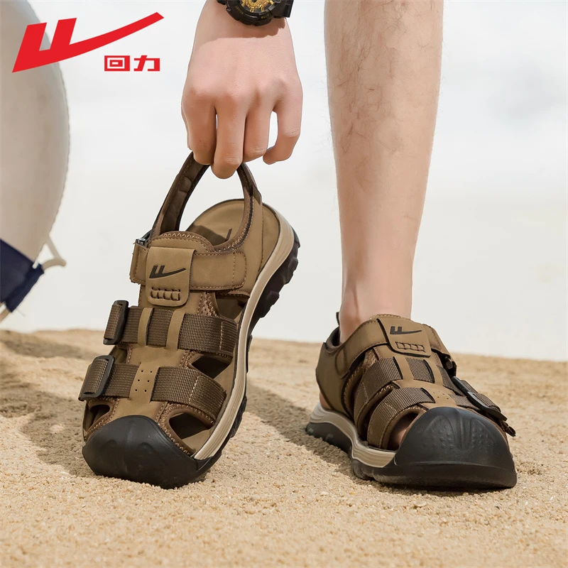 回力凉鞋男款2025春季新款平底透气防臭拖鞋外穿防滑增高沙滩鞋男