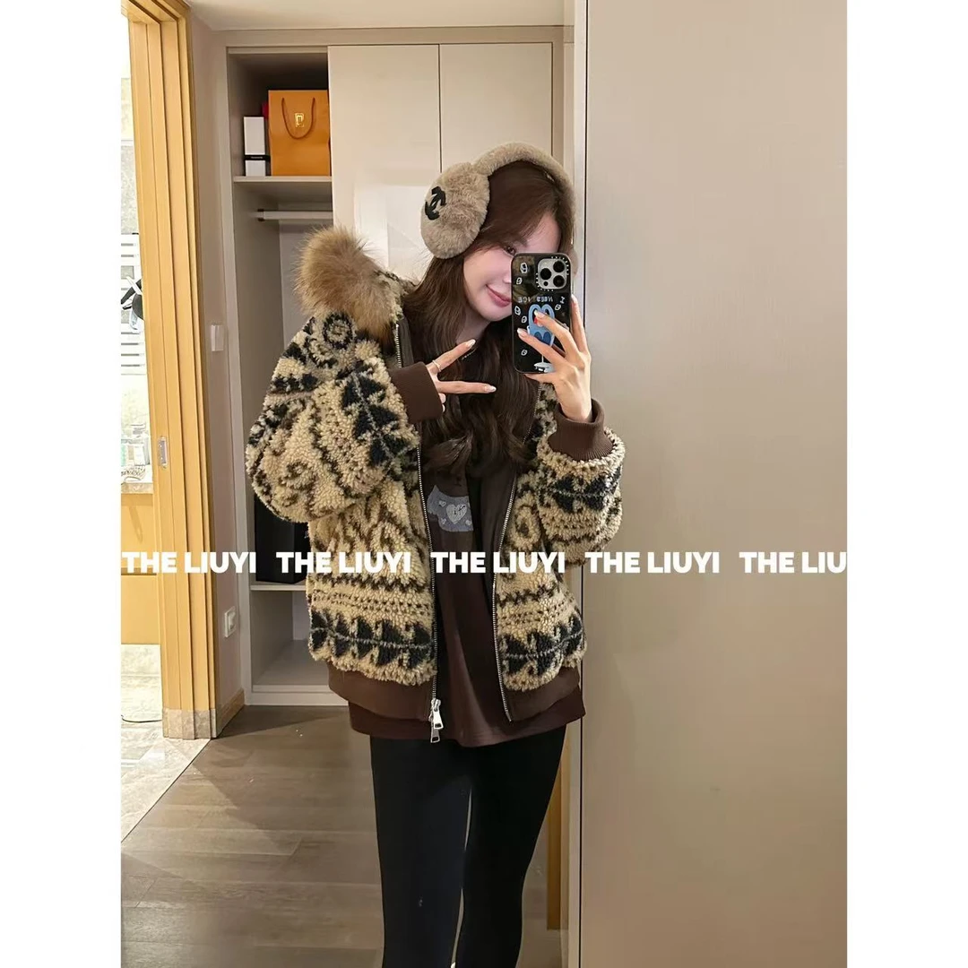 【LIUYI】米兰岛~新款冬季毛领复古摇粒绒保暖御寒外套511012