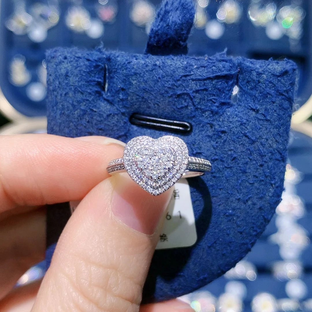 【闪购商品】铂Pt900镶嵌戒指/指环钻石满钻爱心戒指