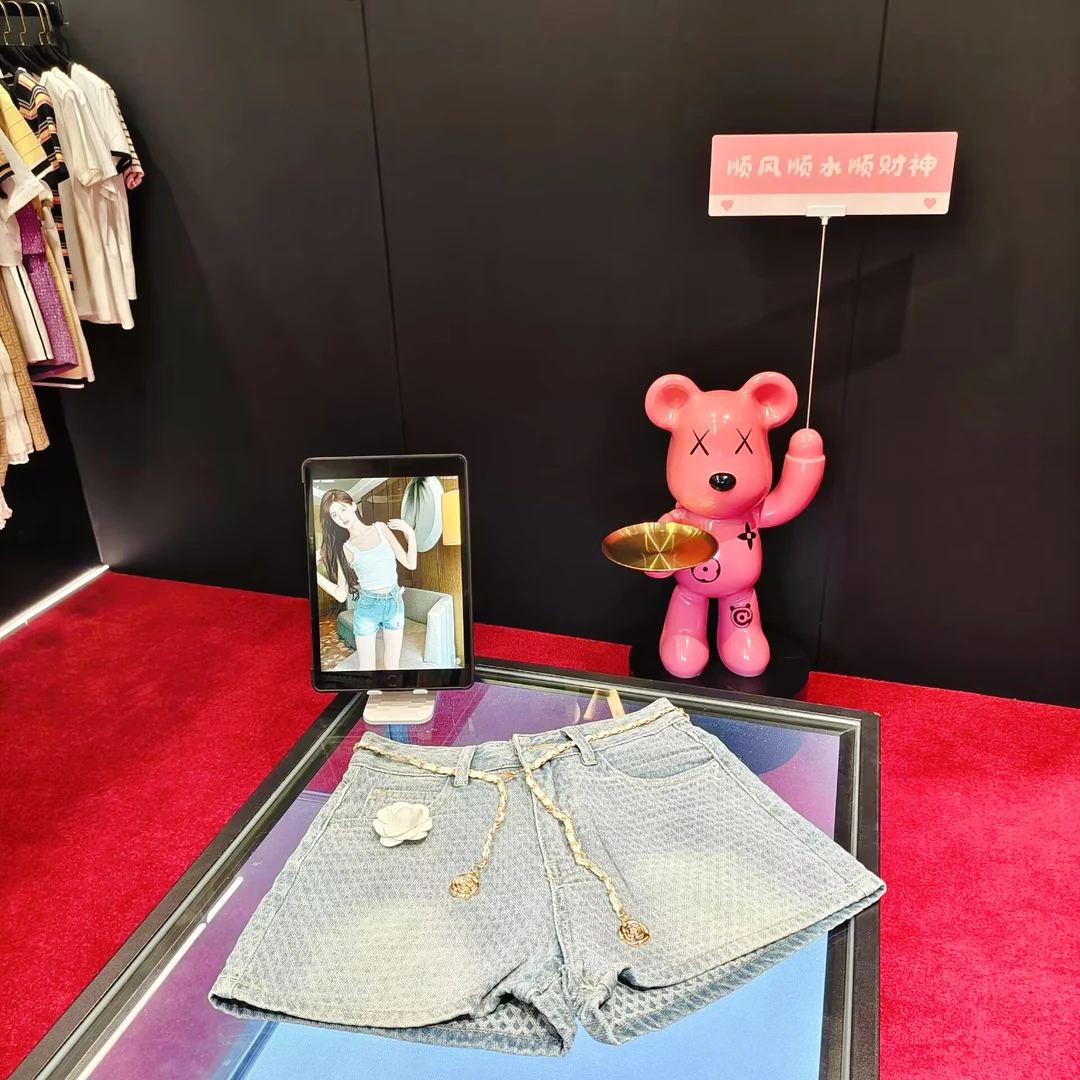 4798 山茶花腰带配饰轻奢小香风性感牛仔短裤女夏季潮流热裤