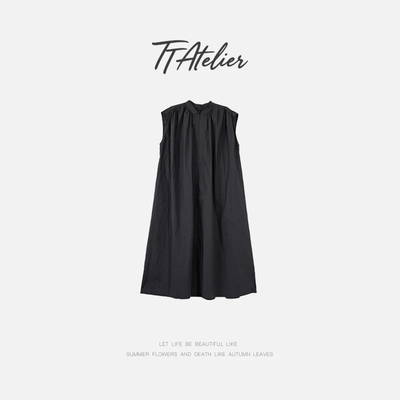 TT设计师【念安】纯棉高级感气质大方无袖立领连衣裙TT190542