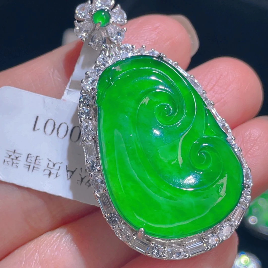 翡翠吊坠(不含链)银S925镶嵌