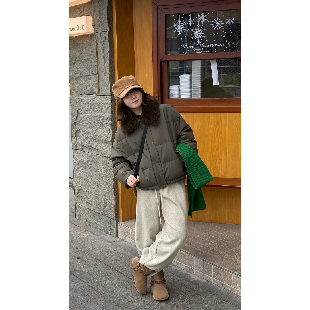 zhukele 大毛领三杠休闲鹅 绒服