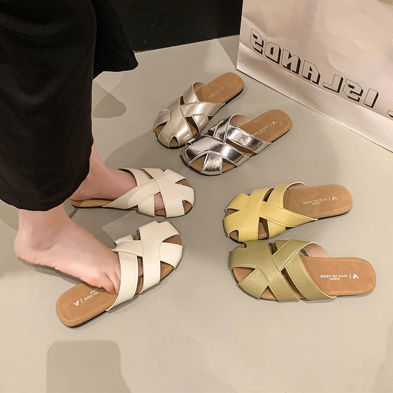 平底包头罗马凉拖鞋女夏外穿2025新款镂空洞洞鞋一脚蹬懒人半拖鞋