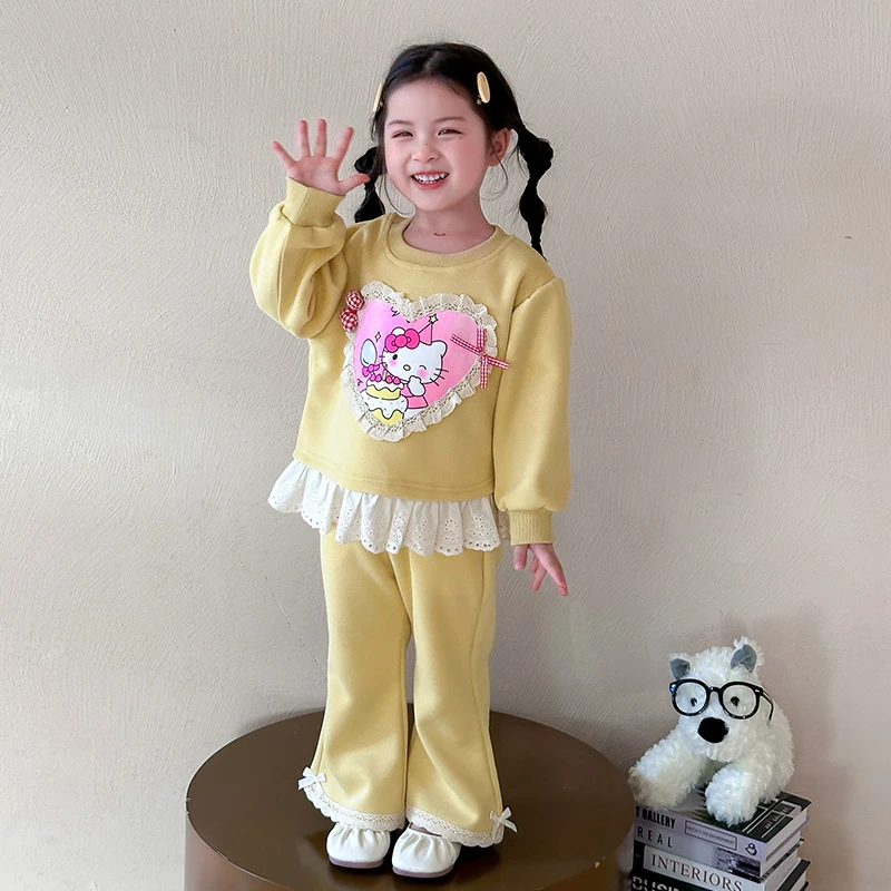 女小童春装洋气套装2025新款女宝宝休闲卫衣两件套春秋时髦衣服