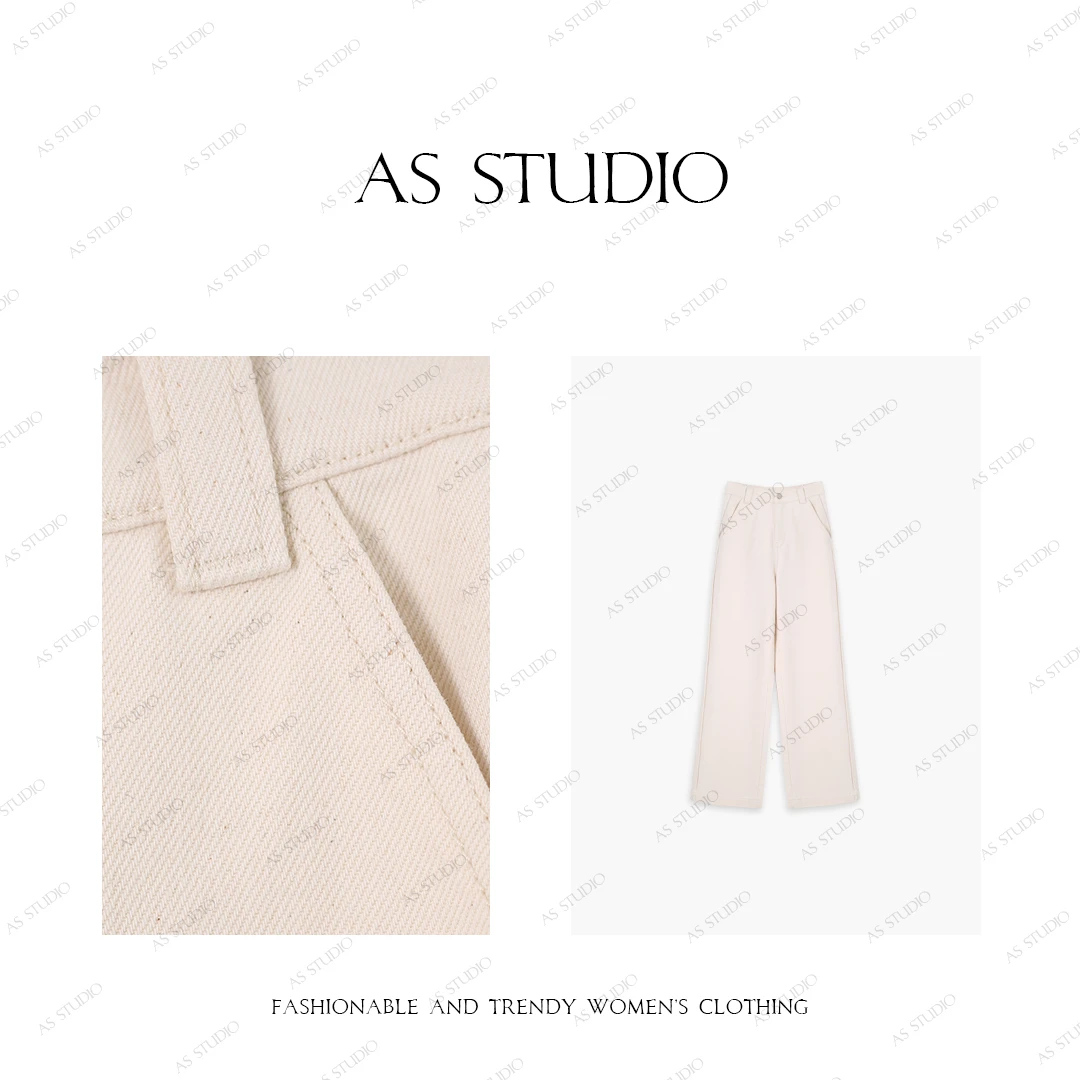 【AS汉白玉】25新立体中缝裁剪净版休闲百搭阔腿裤AS25QXXK02486