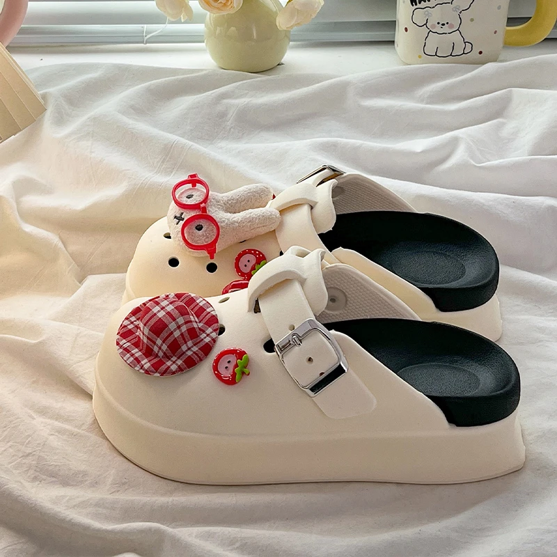 可爱米菲兔厚底勃肯洞洞鞋女夏外穿网红休闲透气防滑包头凉鞋假日