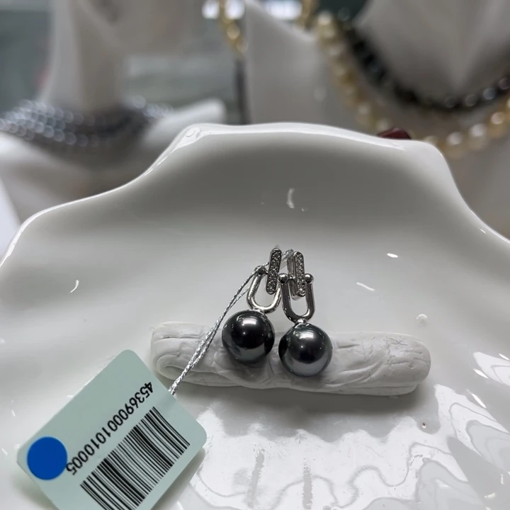 海水珍珠耳饰银S925镶嵌9mm