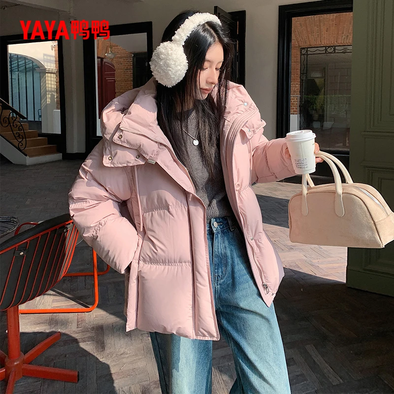 YAYA/鸭鸭冬季新款加厚极寒时尚百搭连帽氛围感羽绒服YE4B621332N