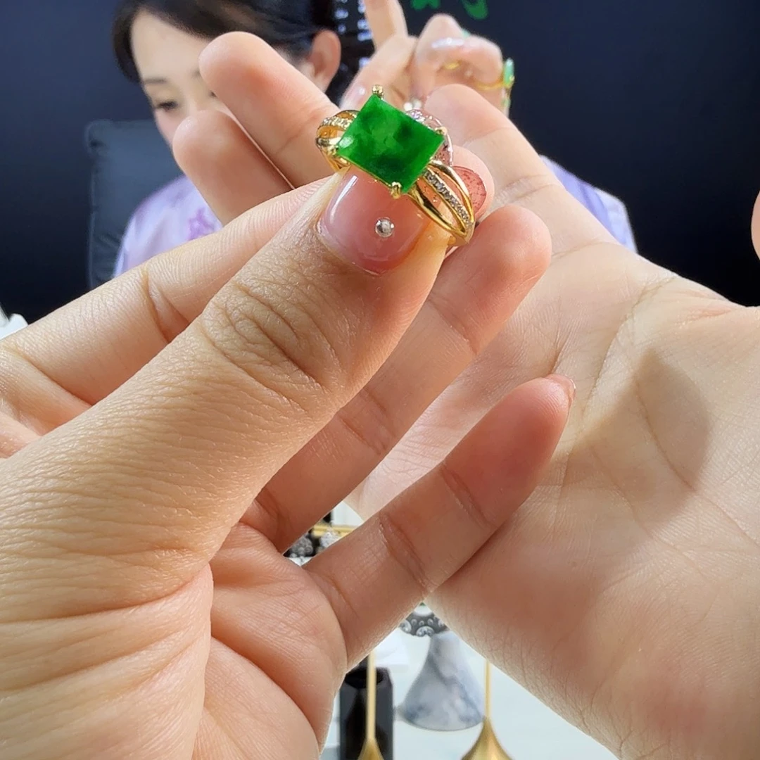 翡翠戒指银S925镶嵌925镶嵌