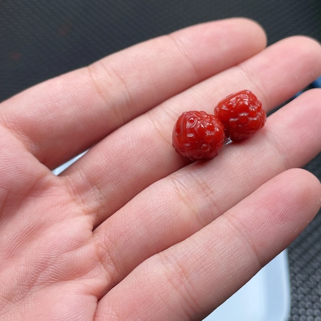 南红玛瑙6号 11*12柿子红九转莲花珠一组2颗未镶嵌