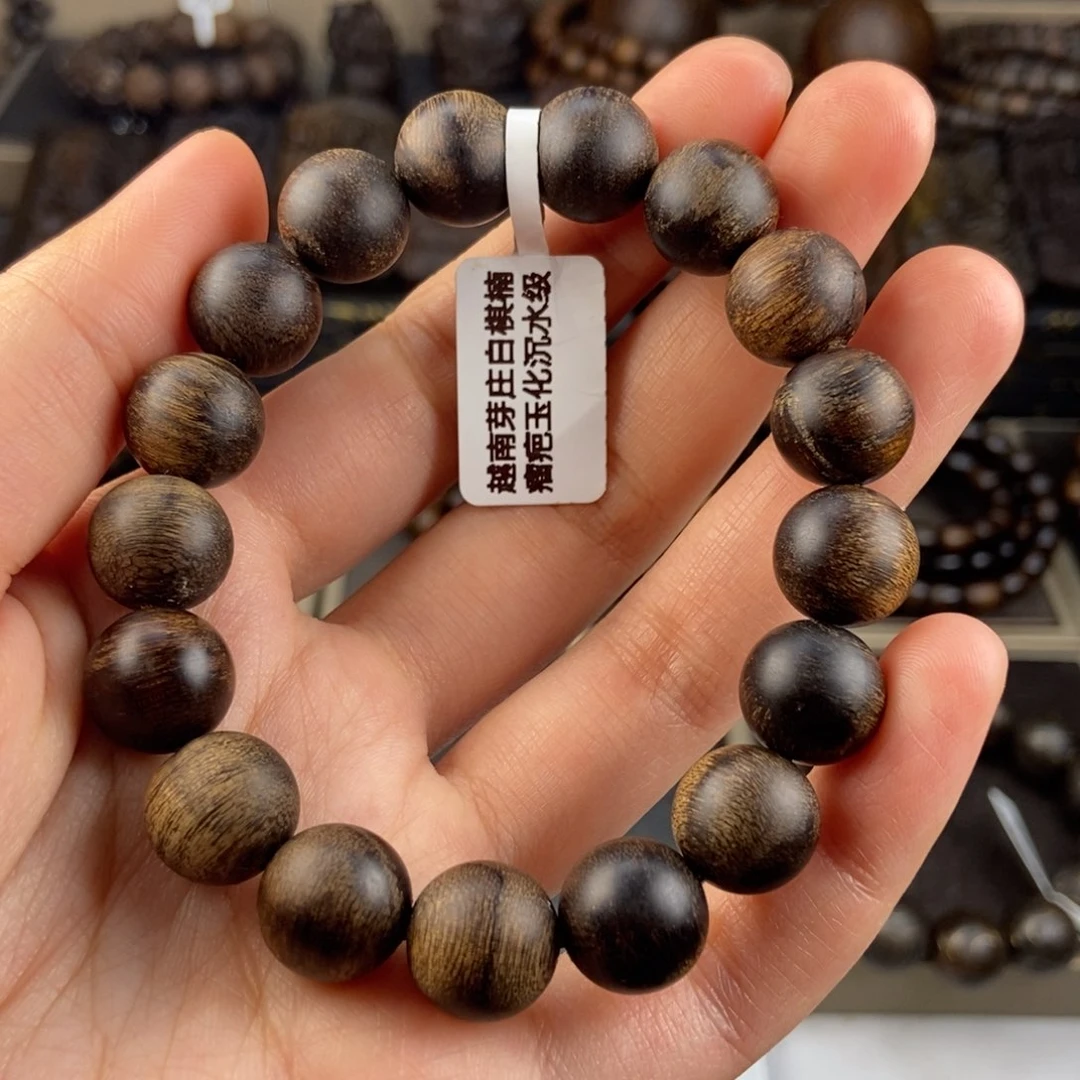 沉香手串胡*剑越南芽庄芽庄白棋楠玉化留疤