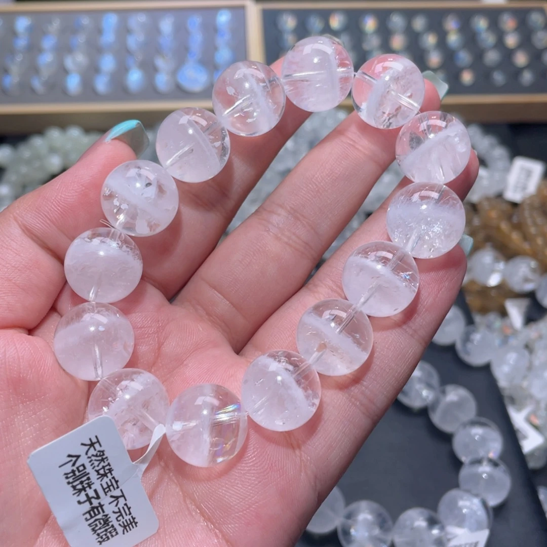 呆***儿手链未镶嵌水晶彩虹白幽灵手链16mm