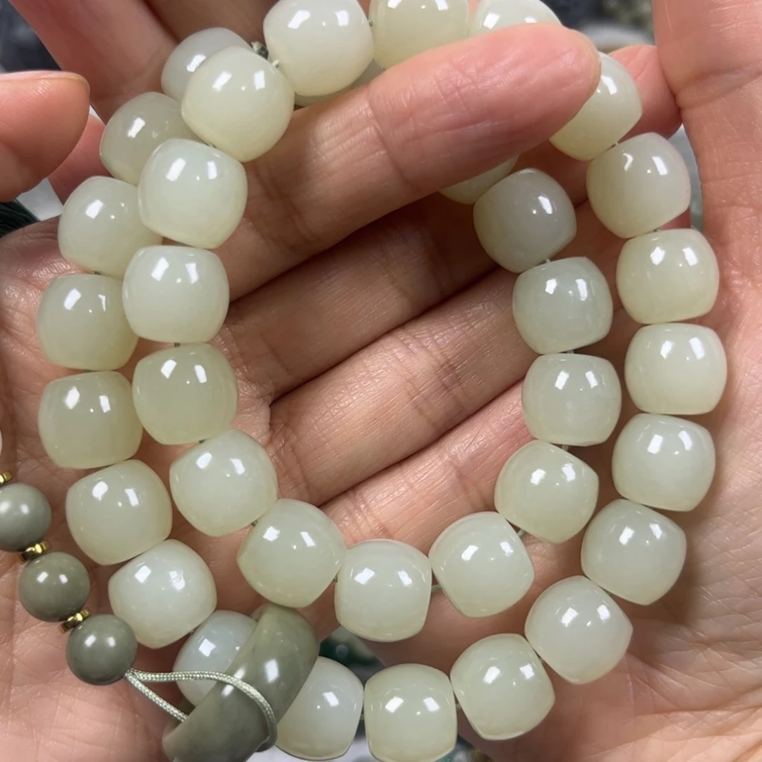 和田玉手链未镶嵌卡12苹果珠36颗珠子手持