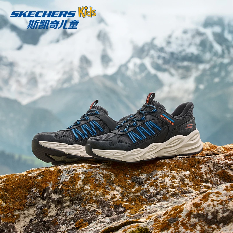 【山迈闪穿鞋】斯凯奇官方儿童透气防滑耐磨减震一脚蹬户外运动鞋