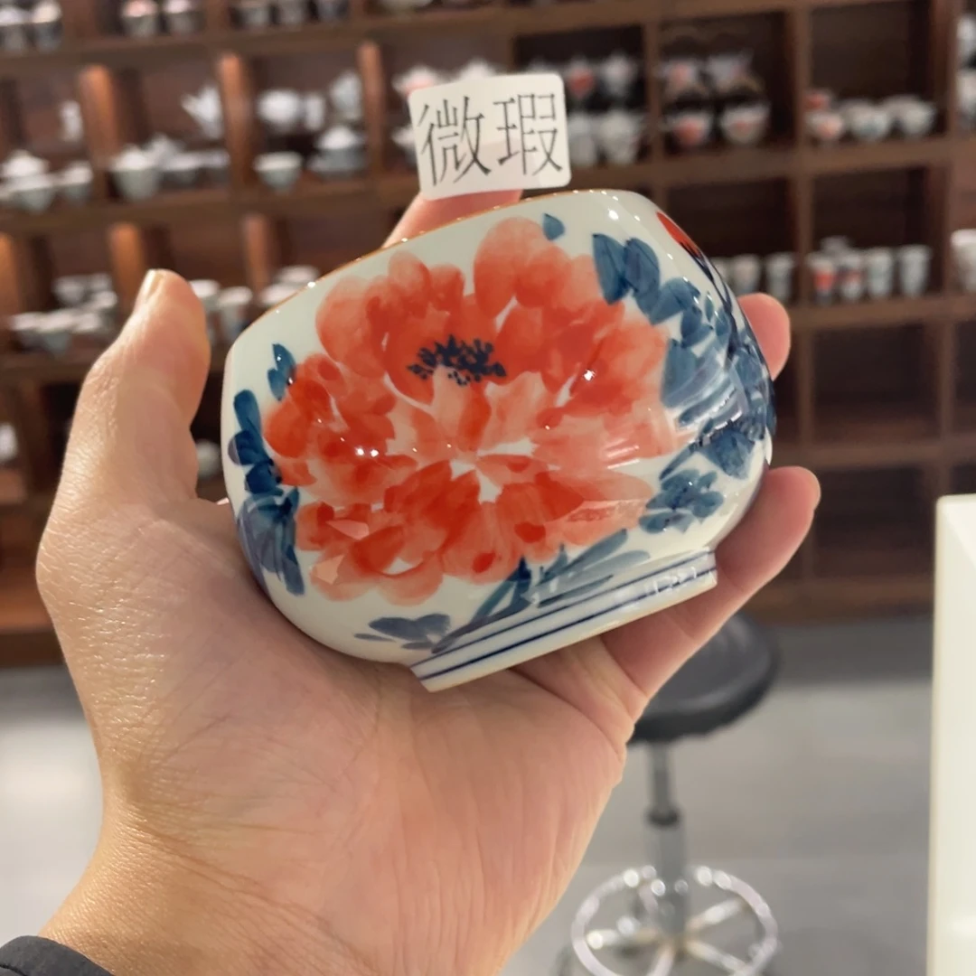 釉下手绘茶具微瑕