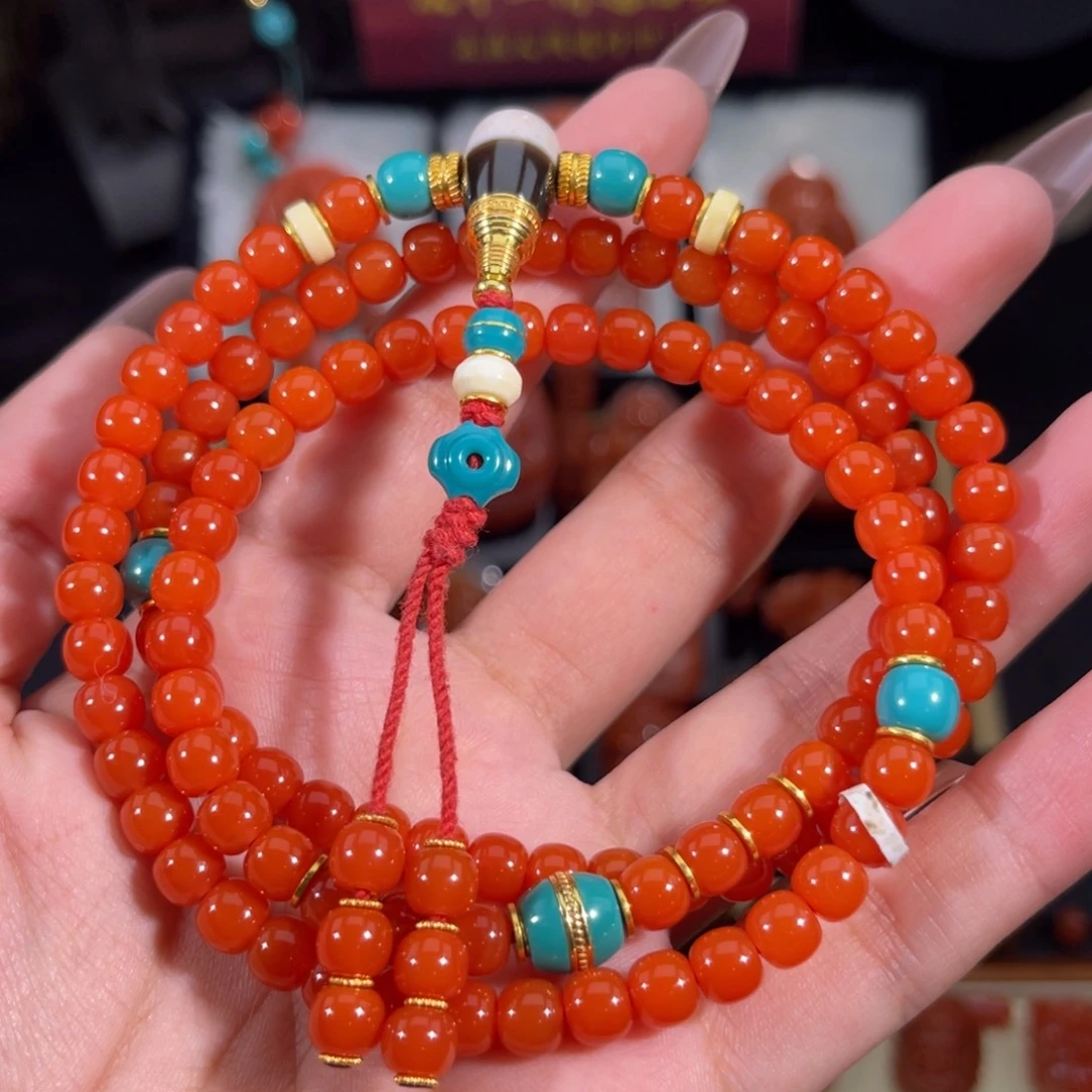 南红玛瑙未镶嵌老形念珠串6.1左右