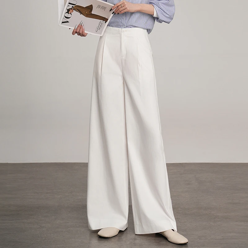 宽裤脚阔腿裤夏季薄款白色凉感裤子2025新款高腰垂感百搭休闲裤女
