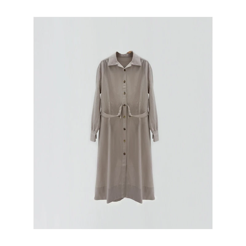 原厂孤品特价清！中长连衣裙带腰带外套R153