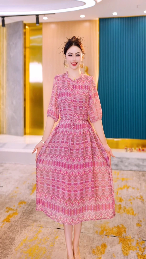 【慕斯女神】高级感连衣裙女新款夏季显瘦穿搭时尚洋气印花HY1933