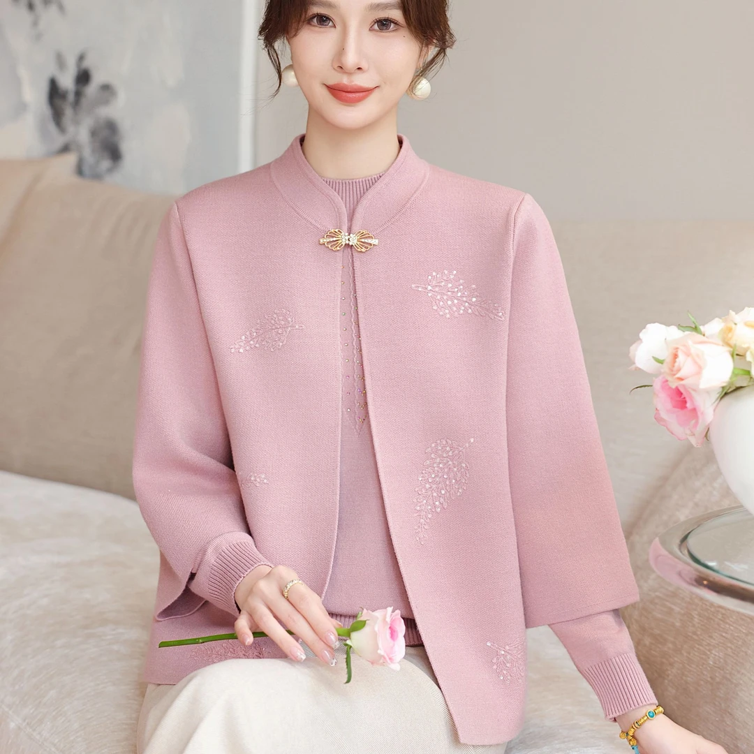 妈妈秋冬装结婚礼服针织开衫2025新款中老年女高贵内搭毛衣两件套