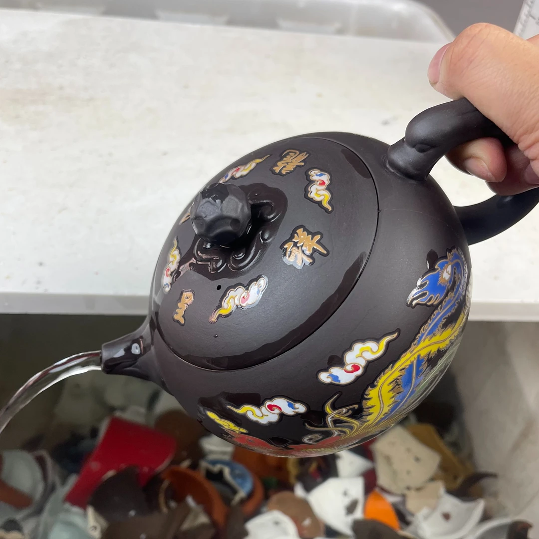 【闪购商品】龙凤呈祥深井老紫泥西施壶（大容量）L