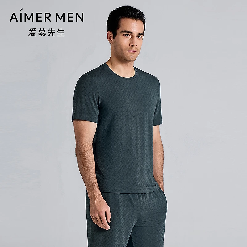 爱慕先生25SS1号凉感舒适服圆领套头短袖NS41M061