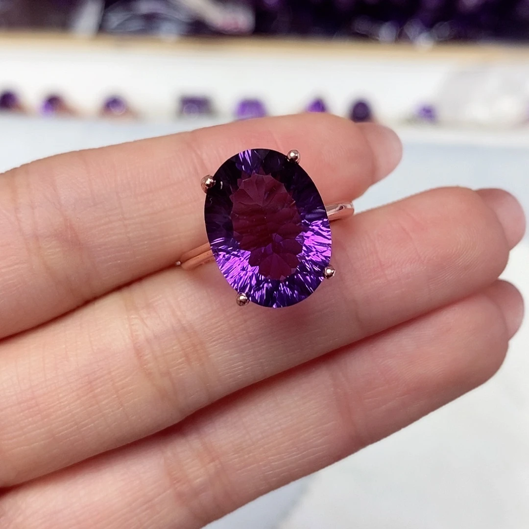 银S925镶嵌珠宝半成品紫晶