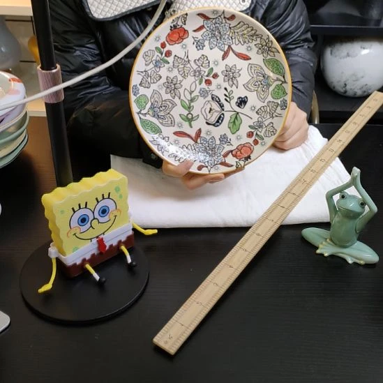 瓷高温瓷釉下彩菜盘