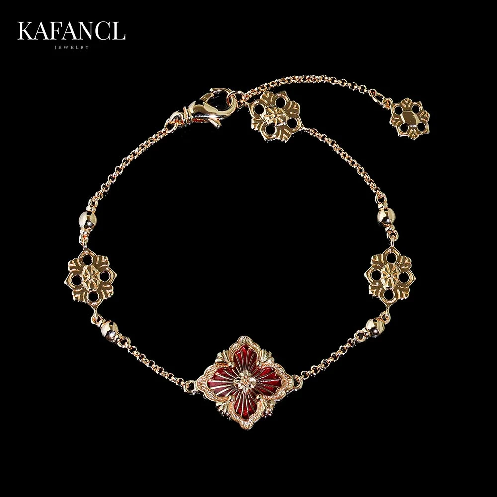 925银珐琅手链 925银手链 镀K金 法式复古手链 ZF-C133