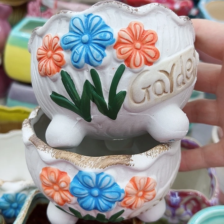 多肉绿植陶瓷花盆9.9包邮，有孔