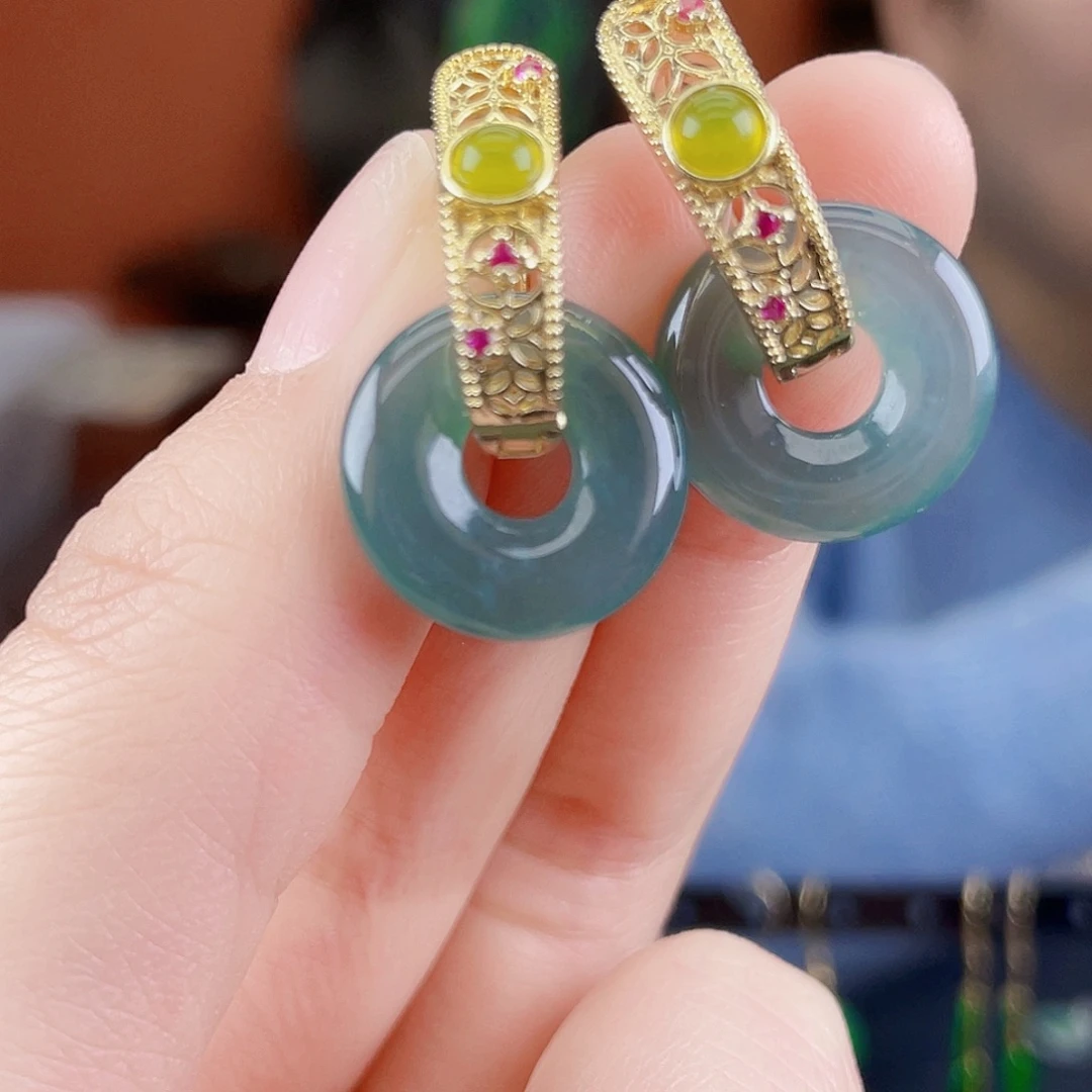 翡翠未镶嵌耳饰饰品