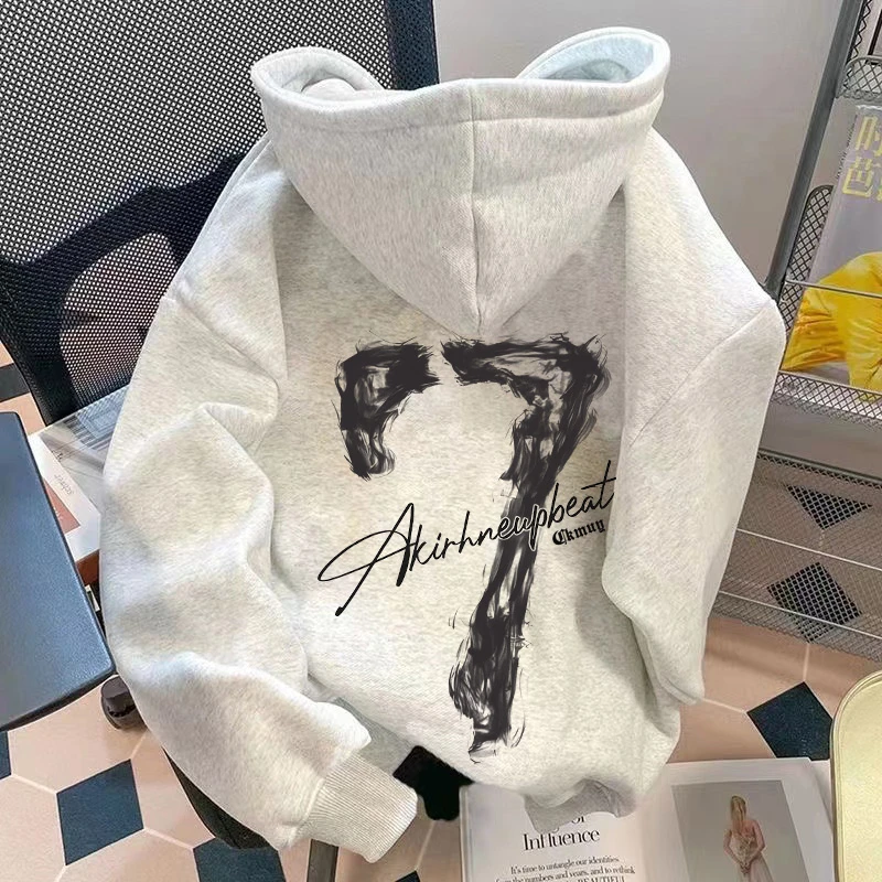 重磅加绒加厚连帽卫衣宽松双层帽流行大众男女同款男装秋冬季外套