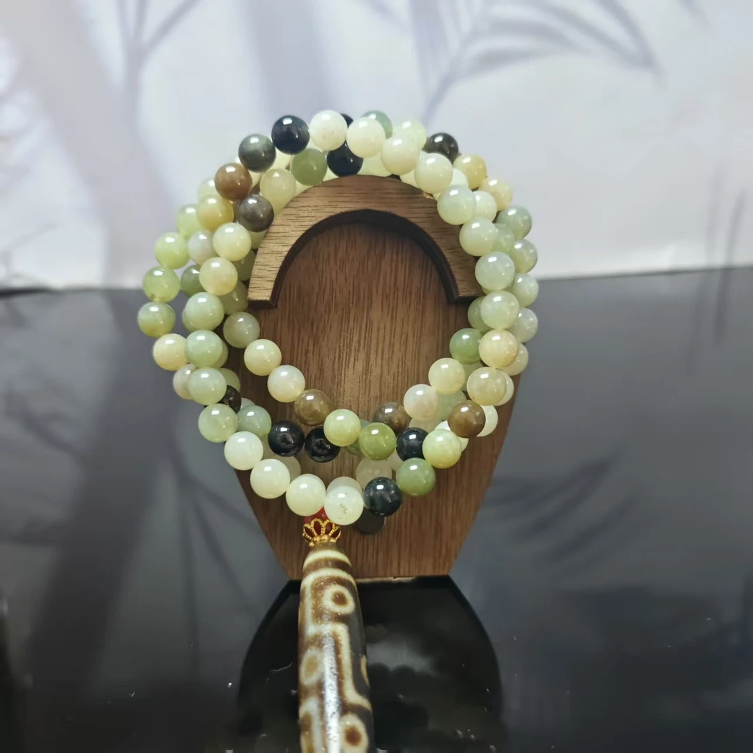 Z和田玉多宝圆珠项链（卡8）0946