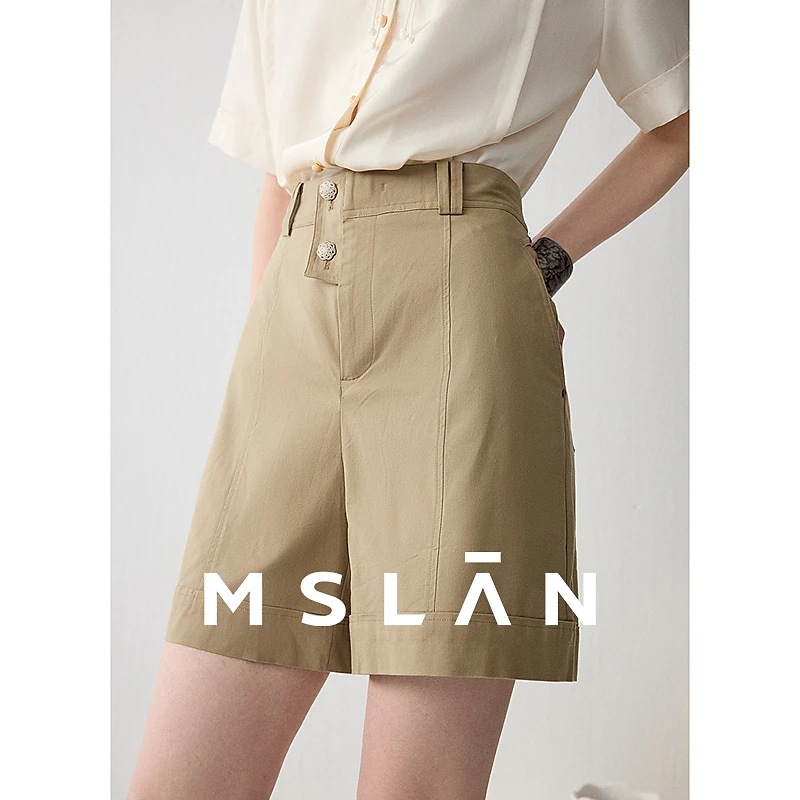 MSLAN【商场同款】新款宽松时尚显瘦裤子百搭半松紧短裤女 MFCE6102