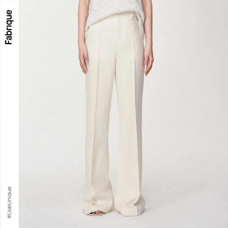 【赵老板专属】Fabrique羊毛直筒长裤白色高腰气质垂感裤279
