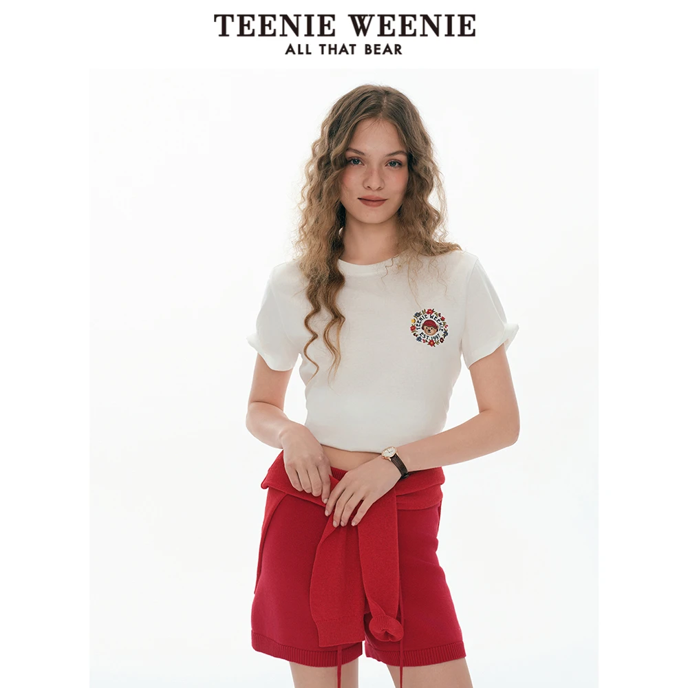 TeenieWeenie小熊25夏新款休闲简约纯色圆领短袖T恤女TTRW256427H