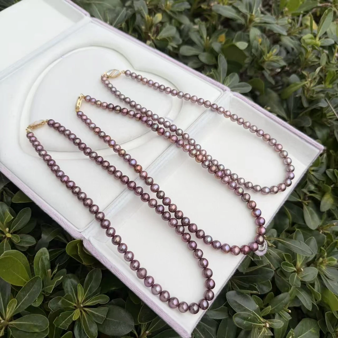 【小乐甄选】 S925银 淡水珍珠紫珠项链 6-8mm E296